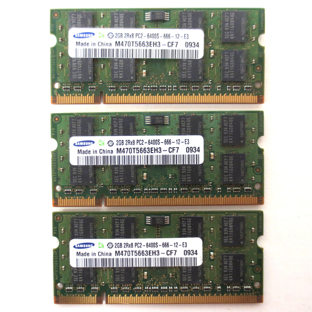 New Samsung 6GB 3x2GB SDRAM Memory DDR2 800MHz PC2-6400S-666-12-E3 SODIMM