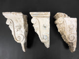 3 Antique Plaster Corbels Long Hair Ladies with Roses 10", Architectural Salvage