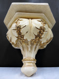 Antique Plaster Corbel Gold Leaf Vine Grapes 6.75" Church Architectural Salvage