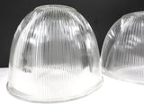 Holophane Glass Light Shades Fixtures 15" Dia, Rippled Glass Domes, Industrial