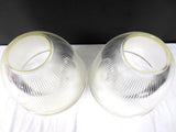 Holophane Glass Light Shades Fixtures 15" Dia, Rippled Glass Domes, Industrial