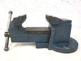 Vintage Hercules Industrial Bench Vise Vice 3.75" Jaws with Anvil, Marble Blue