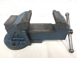 Vintage Hercules Industrial Bench Vise Vice 3.75" Jaws with Anvil, Marble Blue