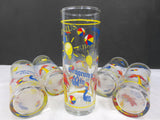 6 Vintage Seagram's Gin Highball Tall Glasses 6 3/8", Toucan Beach Advertising