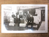 WWII 1940's Authentic Photo of 6 Young Soldiers Laughing Around Tombstones