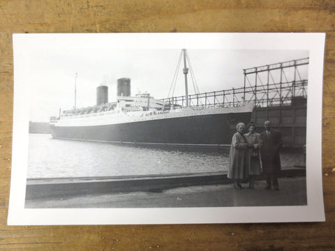 Vintage Photo of the Mauretania Ship Ocean Liner, Old Montreal Port, 2 Chimneys