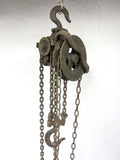 Antique Industrial Yale Screw Gear Block Half Ton, Cast Iron Pulley Chains Hooks