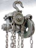 Antique Industrial Yale Screw Gear Block Half Ton, Cast Iron Pulley Chains Hooks