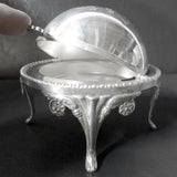 Vintage Silver Plated Butter Caviar Dish, Globe Shape, Sliding Roll Top, England