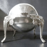 Vintage Silver Plated Butter Caviar Dish, Globe Shape, Sliding Roll Top, England