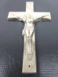 Vintage Crucifix Fixture for Funeral Casket Coffin 6", Nickel Plated, Rat Rod