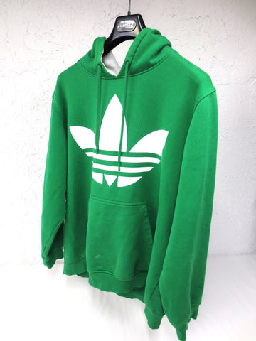 Vintage Adidas 3 Stripes Streifen Kangaroo Hoodie, XL Size, Green, White inside