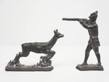 Vintage Antique Lead Toy Shooting Hunter and Running Deer Figurines, England