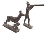 Vintage Antique Lead Toy Shooting Hunter and Running Deer Figurines, England