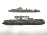 Vintage Antique Lead Toy War Boats, Submarine and Steam Ship, Gun Turrets