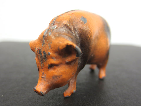 Vintage Lead Toy Painted Pig Farm Animal, Marked Made in England, 1 1/2"