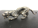 Vintage Cougar Tiger Pewter Figurine 2 3/4" Long, Attacking Position, Long Tail