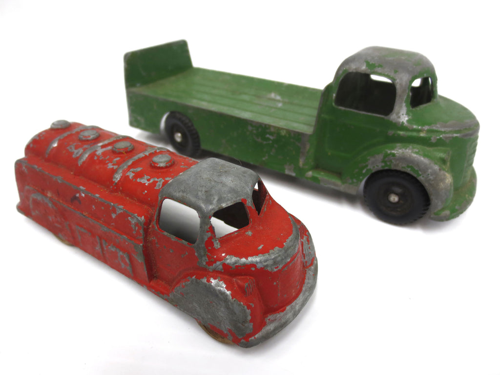 Vintage Diecast Metal Oil Tanker #13 and Beverage Truck #55 by London Toy