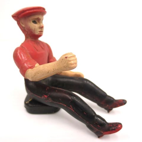 Vintage Toy Lorry Truck Driver with Articulated Arms, 2 1/2", Red Cap & Shirt