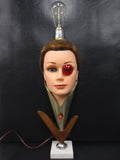 Steampunk Android Mannequin Head Lamp 24", Dune Tulip Lady, Edison Light Bulb