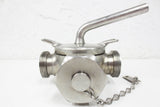 3-Way Stainless Steel Sanitary Valve 2 1/2" Male Threaded, Stopper, Disassembles