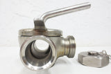 3-Way Stainless Steel Sanitary Valve 2 1/2" Male Threaded, Stopper, Disassembles