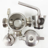 3-Way Stainless Steel Sanitary Valve 2 1/2" Male Threaded, Stopper, Disassembles