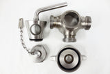 3-Way Stainless Steel Sanitary Valve 2 1/2" Male Threaded, Stopper, Disassembles