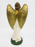 Vintage Manger Figurine 4 3/4" Angel Gold Wings, Christmas Creche, Italy