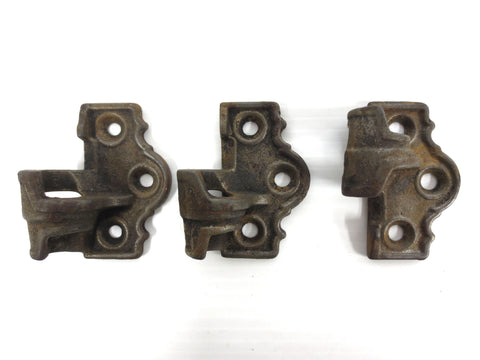 Lot 3 Antique Cast Iron Hinges Signed House, Primitive Pivot, Cabinet Door Hinge