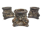 Lot 3 Antique Cast Iron Lamp Base Ornaments, Corinthian Pillars Ornaments