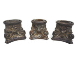 Lot 3 Antique Cast Iron Lamp Base Ornaments, Corinthian Pillars Ornaments