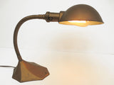 Antique Art Deco Desk Lamp, Gooseneck Light, Cast Iron Heptagon Base, Rewired