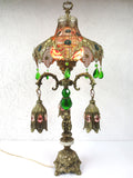 Stunning Vintage Cherub Table Lamp Light Moroccan Style 37", Pierced Lampshade,