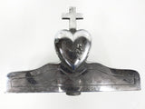 Vintage Funeral Casket Coffin Flower Holder, Funeral Limo Chrome, Sacred Heart