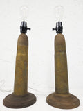 WWI 1914 Brass Shell Desk Lamps 15" Trench Art, Marked Patronenfabrik Germany