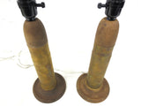 WWI 1914 Brass Shell Desk Lamps 15" Trench Art, Marked Patronenfabrik Germany