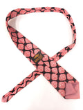 Vintage Barsoi Greyhound Setura Diolen Luxury Necktie, Pink Square Roses, 52"