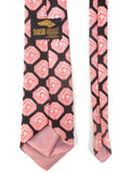 Vintage Barsoi Greyhound Setura Diolen Luxury Necktie, Pink Square Roses, 52"