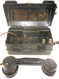 Antique WWI Military Army Battle Field Hand Crank Telephone by ST. & C and T.M.C., British Army, Instructions