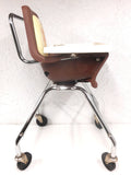 Vintage 1980's McDonald's Fast Food Child Kid High Chair on Wheels, Cartoon Tray, Ronald McDonald, Chome Legs on Wheels