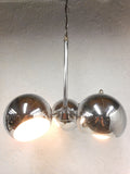 Mid Century Chrome Ceiling Light Fixture Chandelier 3 Feet, Atomic Age, 3 Swiveling Chrome Balls, Eames Reggiani Style