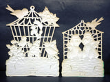 2 Vintage West German Caged Birds and Dogs Displays Cardboard Advertising, Birds, Cages and Poodles