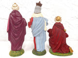 3 Tall Vintage Christmas Manger Creche Figurines 10" in Paper Maché made in Italy, Black and White Kings, Wizards