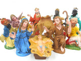 11 Vintage Christmas Manger Creche Figurines Made in Italy, Matching Set, Angel, Kings, Wizards, Beggar, Camel, Baby Jesus, Mary, Joseph