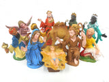 11 Vintage Christmas Manger Creche Figurines Made in Italy, Matching Set, Angel, Kings, Wizards, Beggar, Camel, Baby Jesus, Mary, Joseph