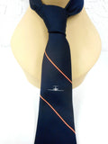 Vintage Airline Jet Pilot Necktie Signed Bartolini, Dark Blue, Red White Stripes