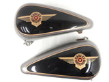 Pair of 1995-1996 Harley Davidson Motorcycle Split Gas Tanks, 96 FLSTF Black and Silver, Matching Serials, Left & Right