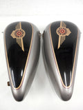 Pair of 1995-1996 Harley Davidson Motorcycle Split Gas Tanks, 96 FLSTF Black and Silver, Matching Serials, Left & Right