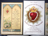 Lot of 5 Antique 1910's French Paris Religious Holly Prayer Cards Lithographs, Jesus and Mary Sacred Hearts, Saudinos, Boumard, Letaille,